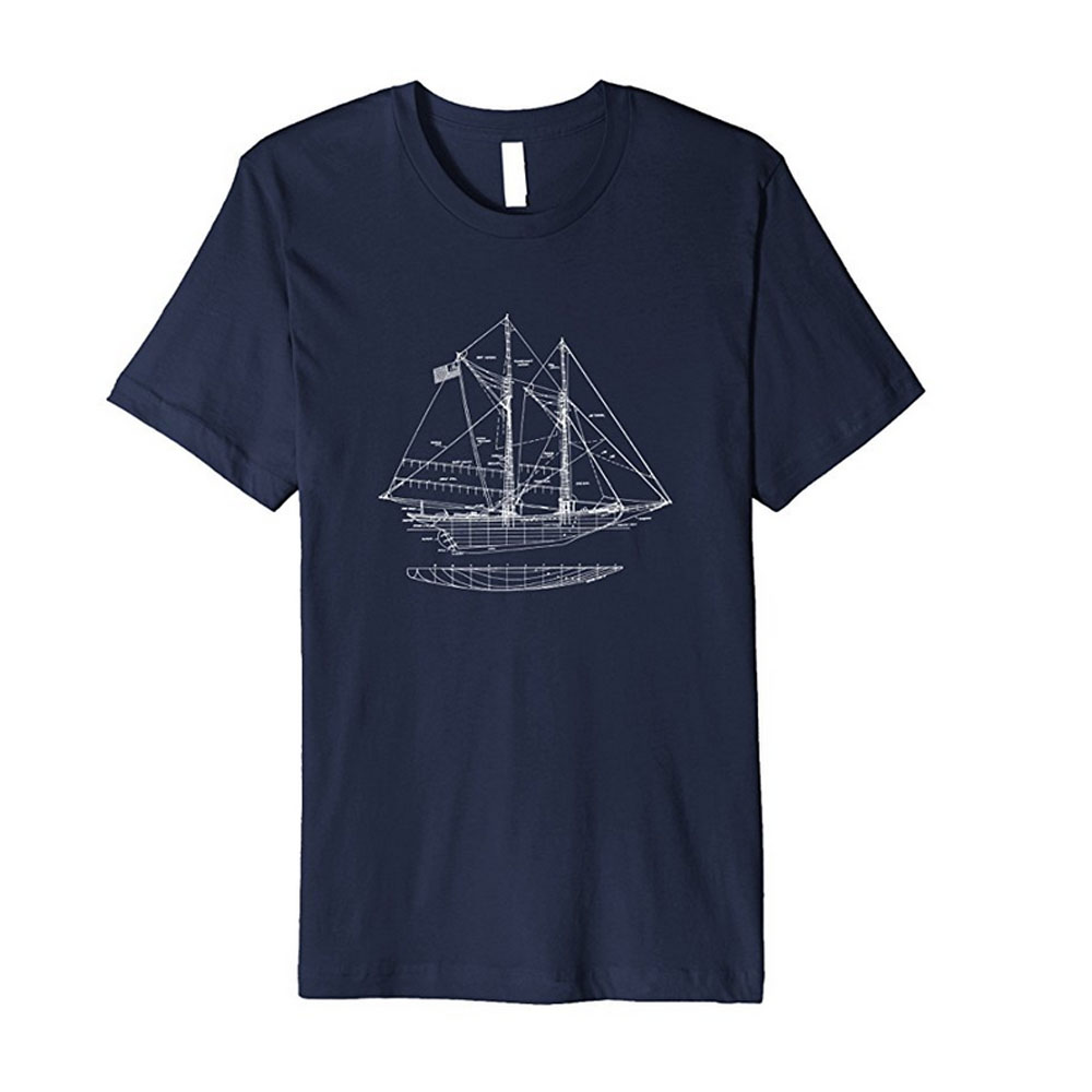 Vintage Blueprint Sailboat Tshirt