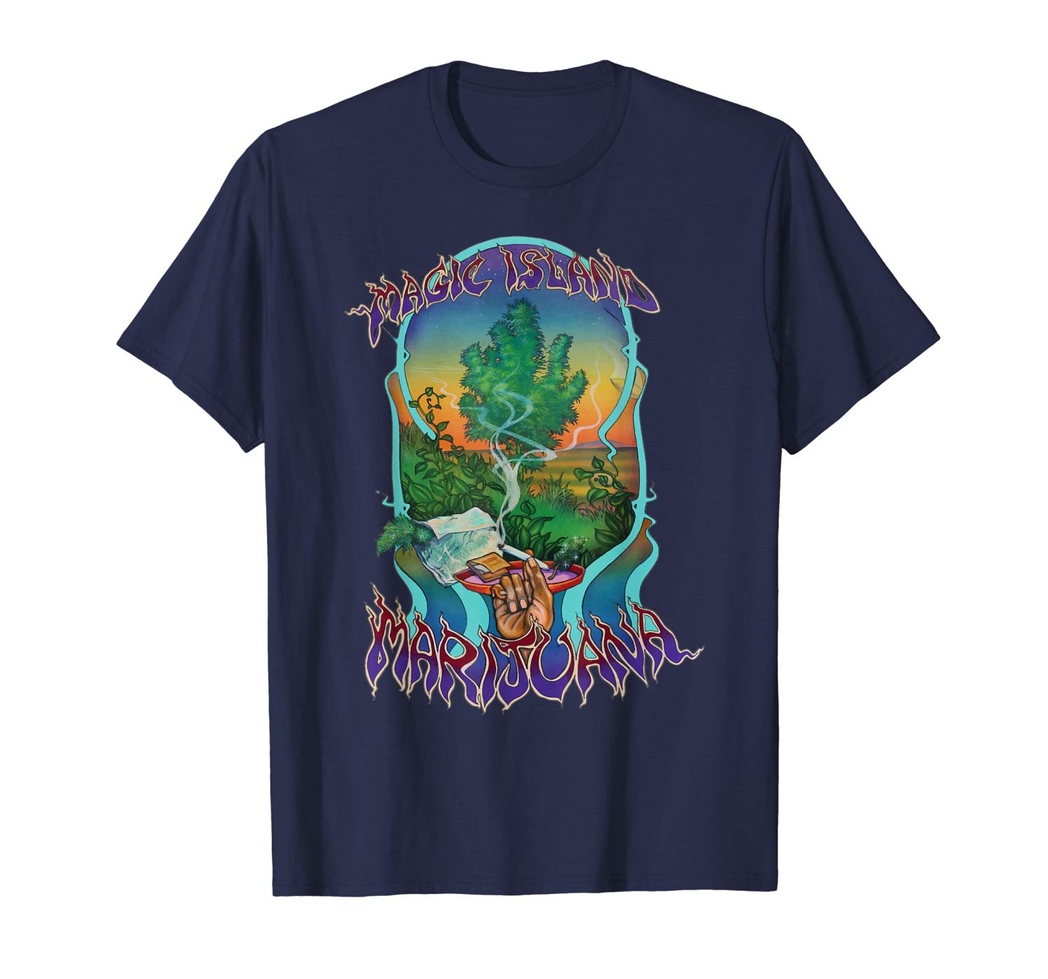Magic Island Marijuana Tshirt, Vintage Cannabis Tees